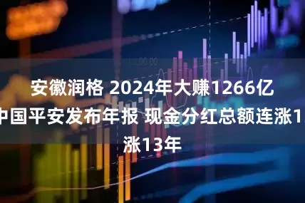 安徽润格 2024年大赚1266亿！中国平安发布年报 现金分红总额连涨13年